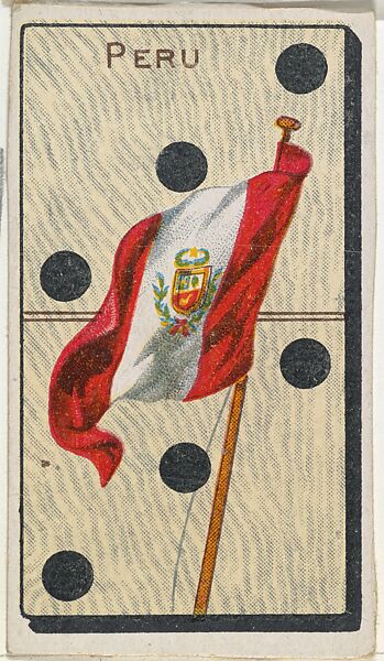 Peru, from the National Flag on Domino series (T177) issued by Kinney Brothers to promote Sweet Caporal Cigarettes, Issued by Kinney Brothers Tobacco Company, Commercial color print 