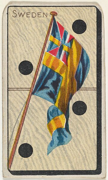 Sweden, from the National Flag on Domino series (T177) issued by Kinney Brothers to promote Sweet Caporal Cigarettes, Issued by Kinney Brothers Tobacco Company, Commercial color print 