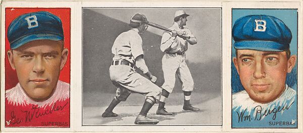 "A Great Batsman," with G. N. Rucker and William Bergen, from the series Hassan Triple Folders (T202), Hassan Cigarettes (American), Commercial lithographs with half-tone photograph 