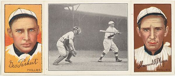 "Chase Ready for Squeeze," with George Paskert and Sherwood Magee, from the series Hassan Triple Folders (T202), Hassan Cigarettes (American), Commercial lithographs with half-tone photograph 