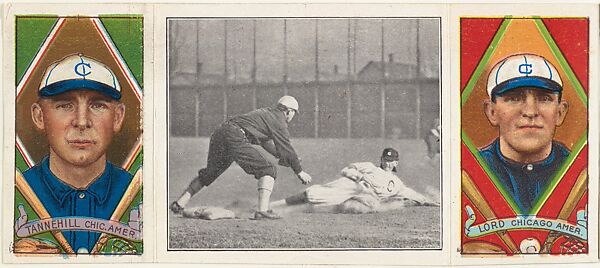 "Lord Catches His Man," Lee Tannehill and Harry D. Lord, from the series Hassan Triple Folders (T202), Hassan Cigarettes (American), Commercial lithographs with half-tone photograph 