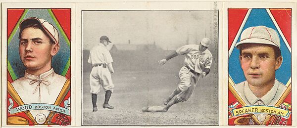 "Speaker Rounding Third," Joseph Wood and Tris Speaker, from the series Hassan Triple Folders (T202), Hassan Cigarettes (American), Commercial lithographs with half-tone photograph 