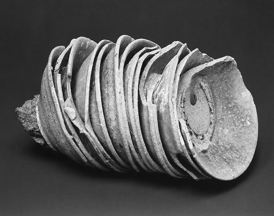 Cluster of mountain tea bowls (yama-chawan), Stoneware with ash glaze (Seto ware), Japan 