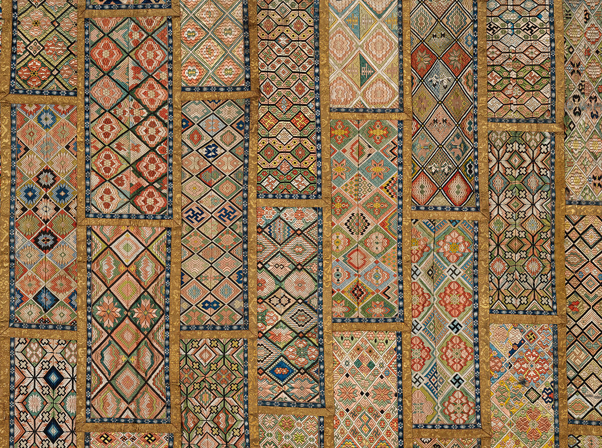 Buddhist vestment (kasaya), Silk embroidery, satin, and damask, China