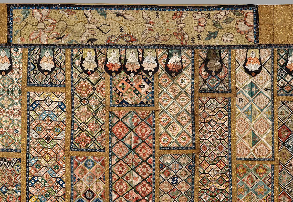 Buddhist vestment (kasaya), Silk embroidery, satin, and damask, China