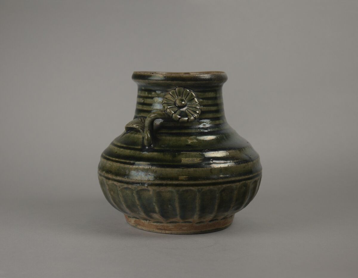 Water jar, Stoneware with copper green glaze (Mino ware, Ofuke type), Japan