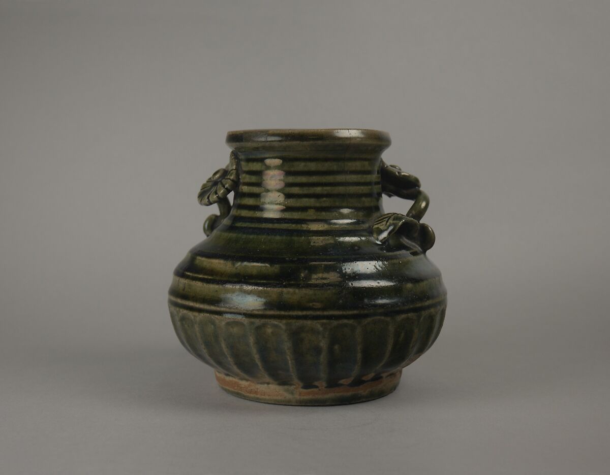 Water jar, Stoneware with copper green glaze (Mino ware, Ofuke type), Japan