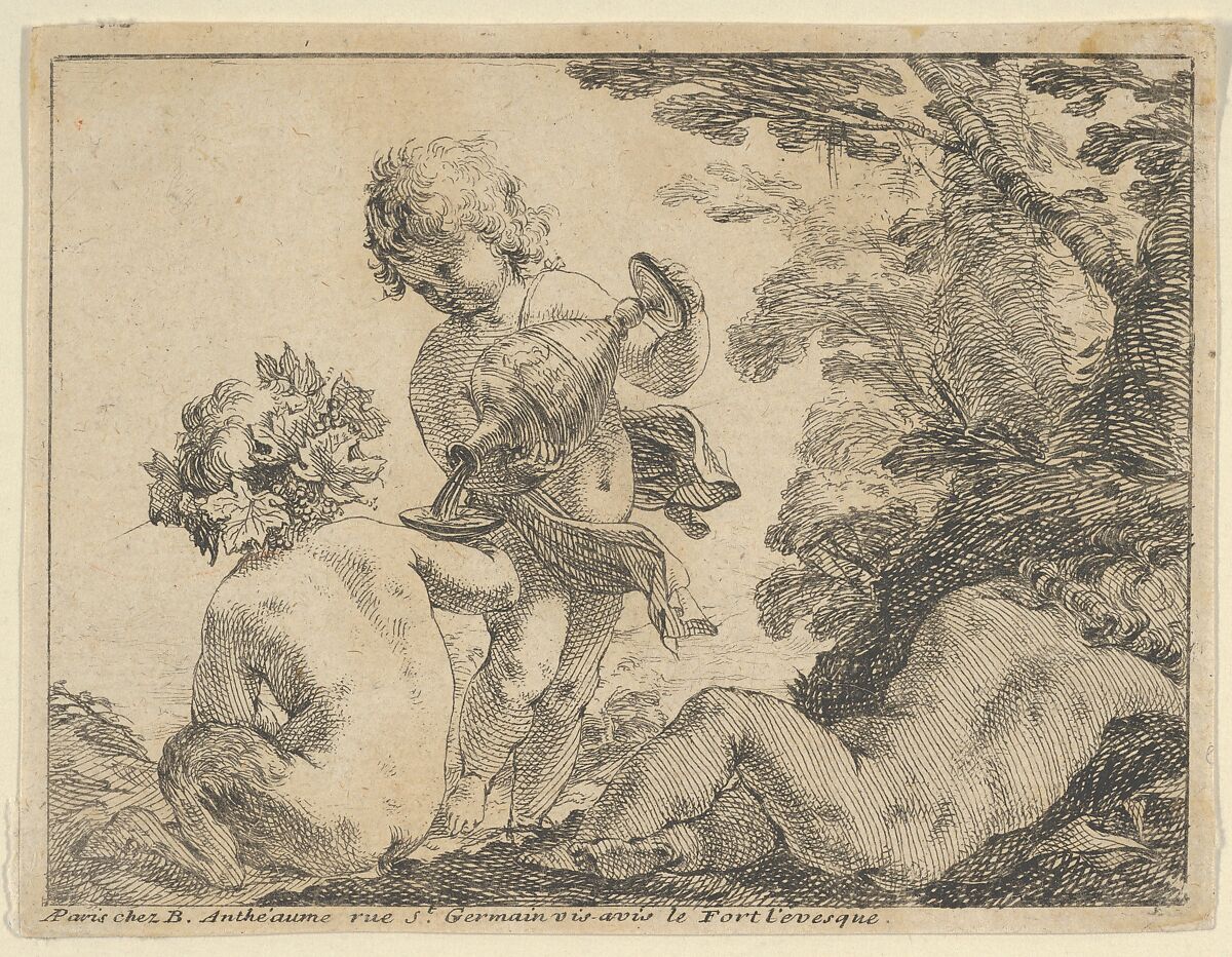 Bacchic Putti, Anonymous, French, 17th century, Engraving 