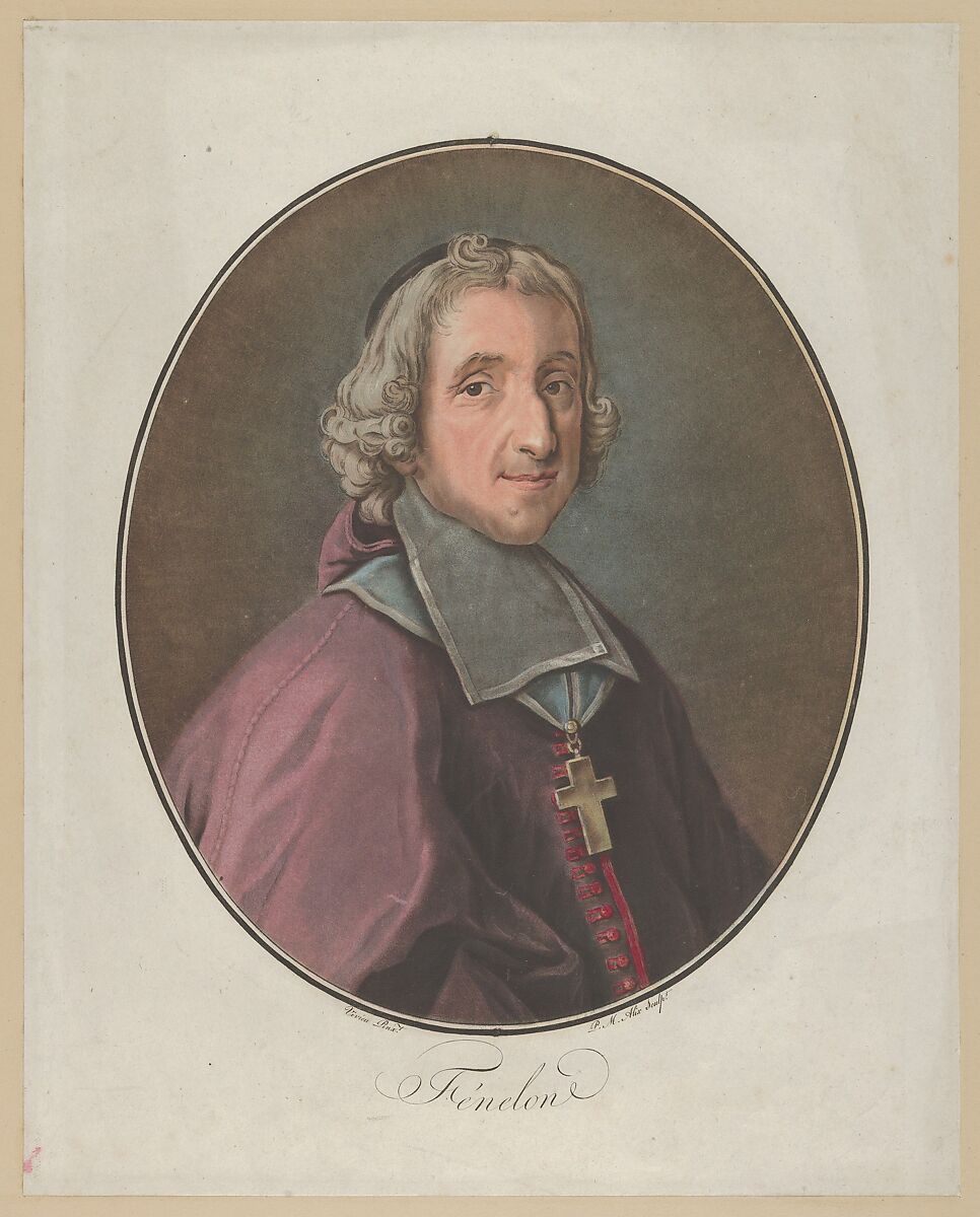 Portrait of Fénelon, Pierre Michel Alix (French, Paris 1762–1817 Paris), Color aquatint 