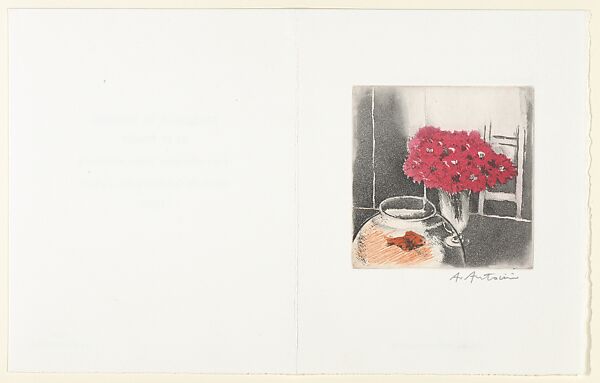 Untitled, Still Life with Goldfish Bowl, André Antonini (French, 1924–1993), Etching and aquatint printed in color