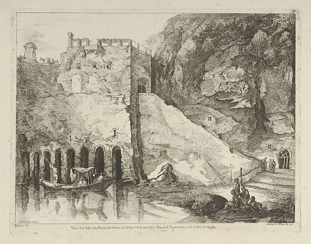 Vue des debris des bains de Neron from Differentes vues dessiné d'après nature... dans les environs de Rome et de Naples