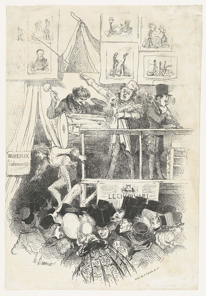 Sideshow of "Le charivari" (Parade du charivari), Honoré Daumier (French, Marseilles 1808–1879 Valmondois), Lithograph; second state of three (Delteil) 