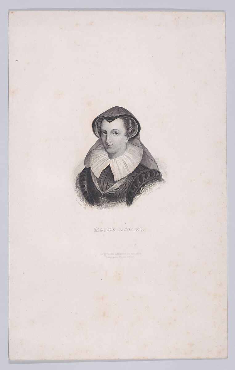 Mary, Queen of Scots (from "La Touraine, Anienne et Moderne"), Pierre-Edouard Frère (French, Paris 1819–1886 Ecouen), Stipple engraving 