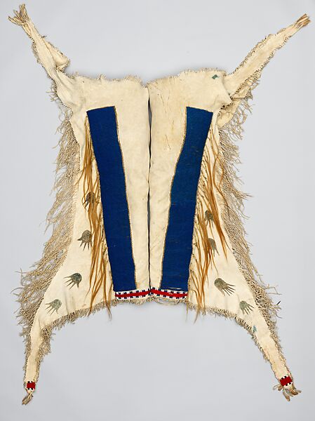 Man's Leggings, Native-tanned leather, glass beads, pigment, wool cloth, horsehair, Lakota (Teton Sioux) 