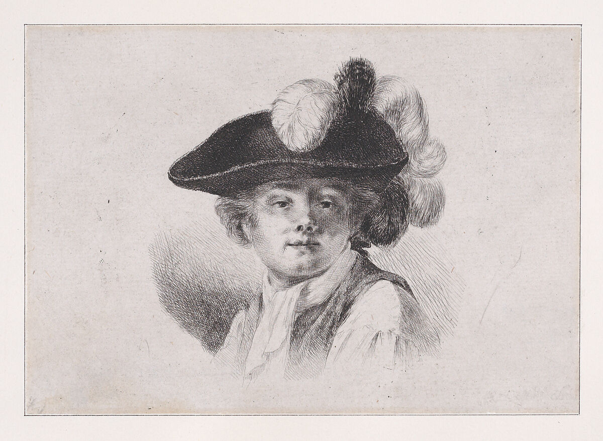 Bust Portrait of Man in a Plumed Hat, Baron Dominique Vivant Denon (French, Givry 1747–1825 Paris), Etching 