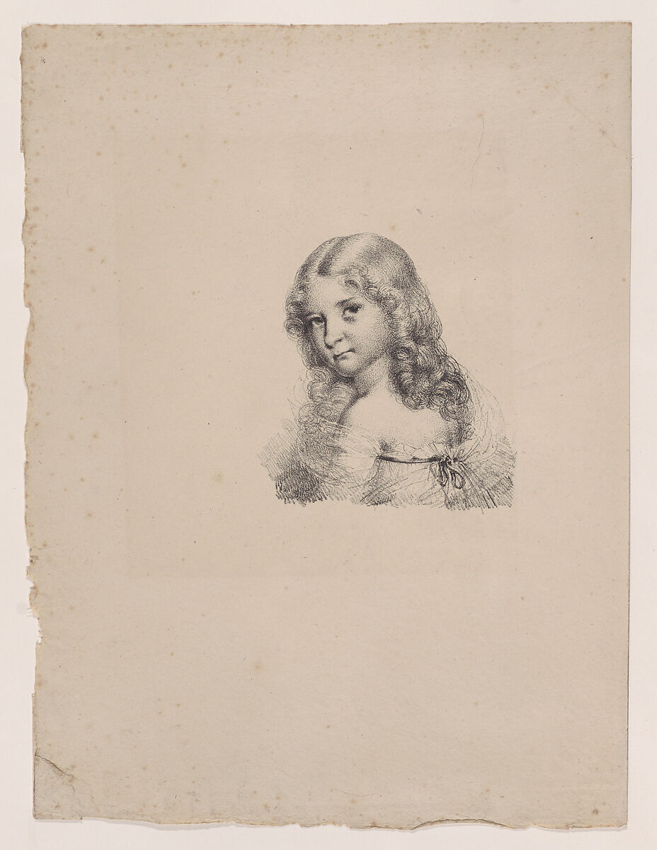 Bust of a young girl, Baron Dominique Vivant Denon (French, Givry 1747–1825 Paris), Lithograph 