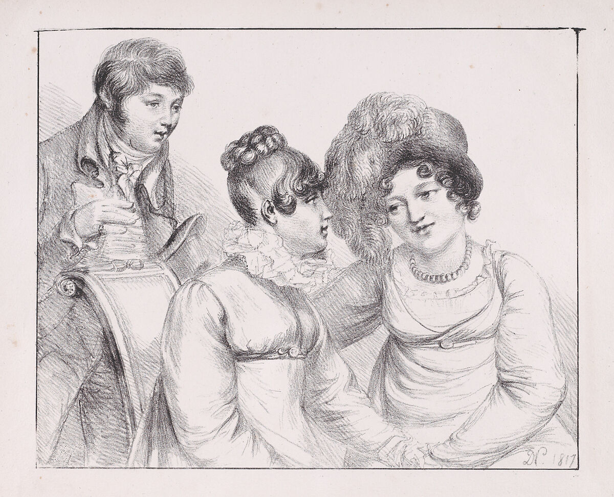 Group of three figures, man and two women, Baron Dominique Vivant Denon (French, Givry 1747–1825 Paris), Lithograph 