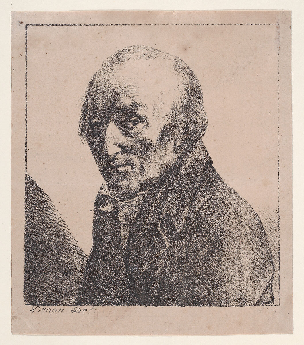 Portrait, bust of an old man, Baron Dominique Vivant Denon (French, Givry 1747–1825 Paris), Lithograph 