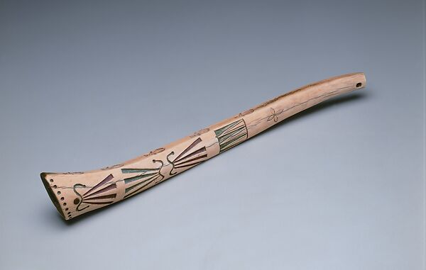 Quirt, Elk antler, pigment, Eastern Plains, probably Meskwaki 