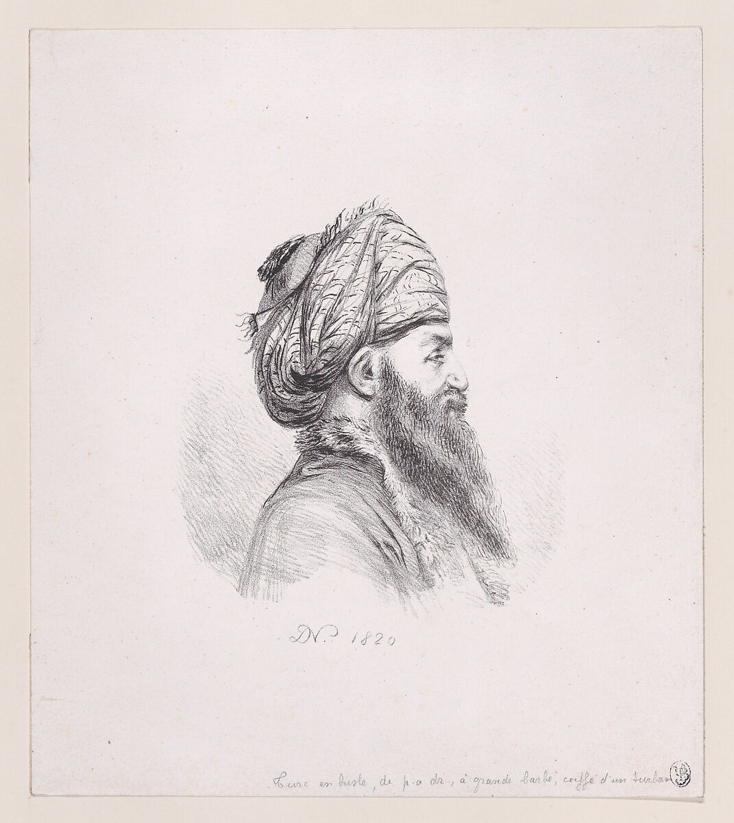 Head of a turk, with beard and turban, Baron Dominique Vivant Denon (French, Givry 1747–1825 Paris), Lithograph 