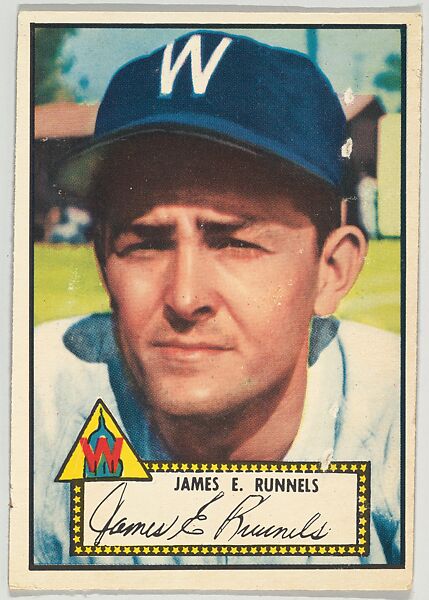 Card Number 2, James E. Runnels, Washington Senators, from the Topps Baseball series (R414-6) issued by Topps Chewing Gum Company, Issued by Topps Chewing Gum Company (American, Brooklyn), Commercial color lithograph 