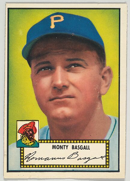 Card Number 12, Monty Basgall, Pittsburgh Pirates, from the Topps Baseball series (R414-6) issued by Topps Chewing Gum Company, Issued by Topps Chewing Gum Company (American, Brooklyn), Commercial color lithograph 