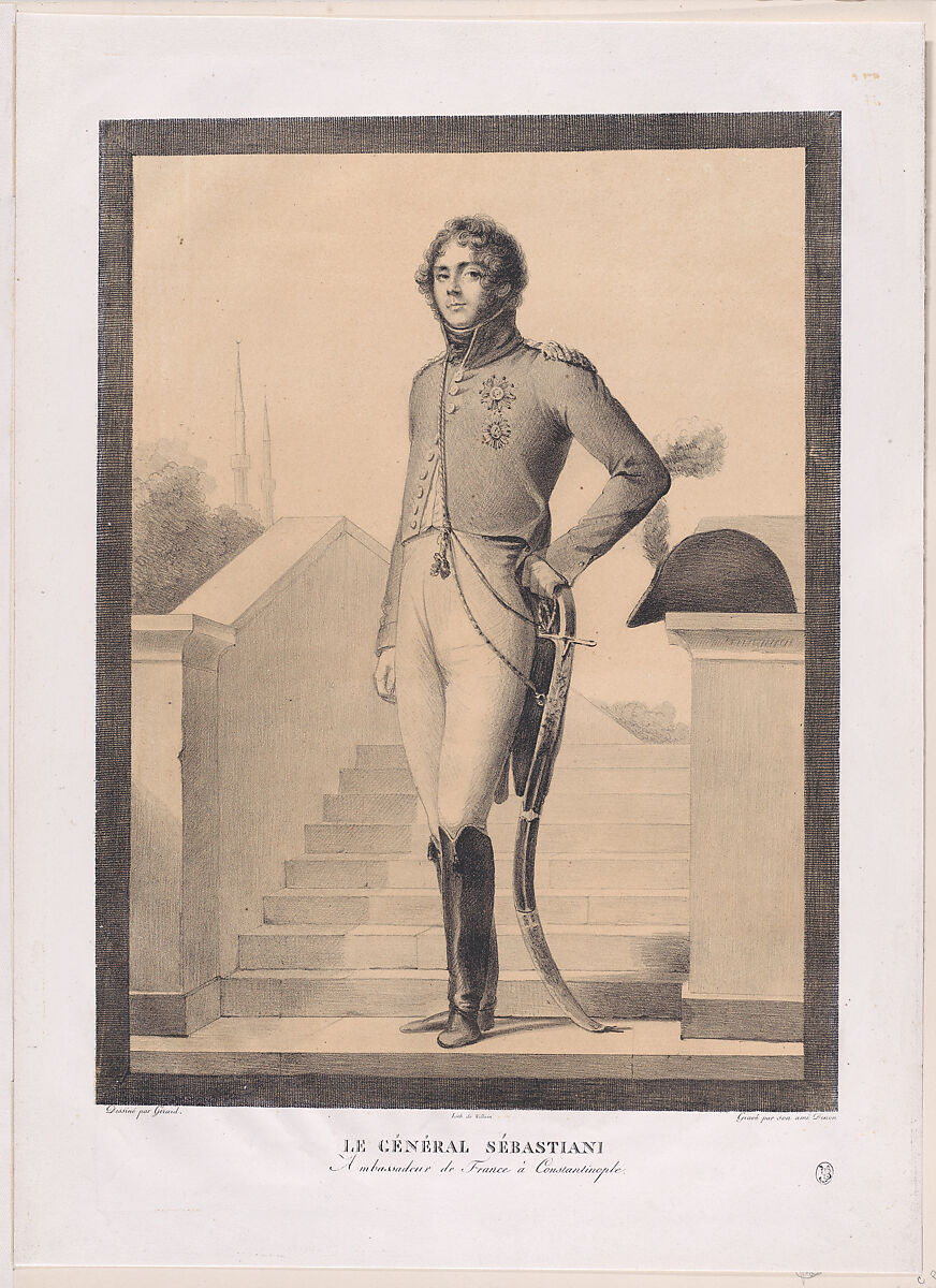 Portrait of General Sébastiani, after Gérard, Baron Dominique Vivant Denon (French, Givry 1747–1825 Paris), Lithograph 