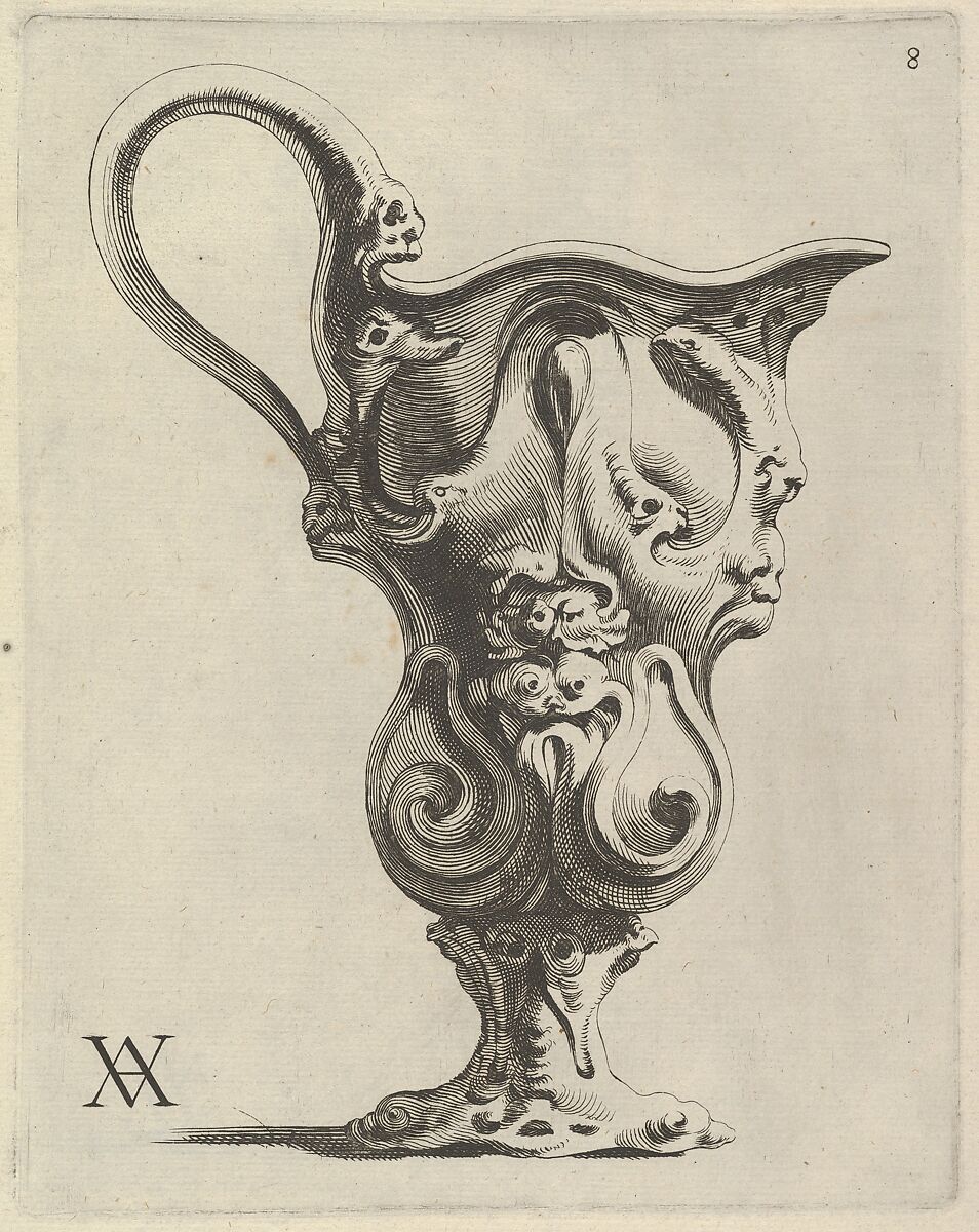 Modelli Artificiosi di Vasi diversi d'argento et altre Opere capriciozi (...) Parte prima (Plate 8), Theodor van Kessel (Dutch, 1620–1660), Etching 