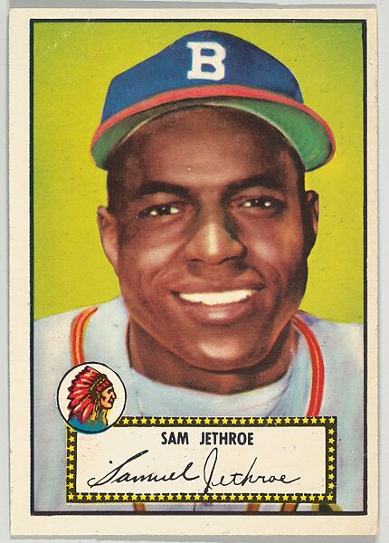 Card Number 27, Sam Jethroe, Boston Braves, from the Topps Baseball series (R414-6) issued by Topps Chewing Gum Company, Issued by Topps Chewing Gum Company (American, Brooklyn), Commercial color lithograph 