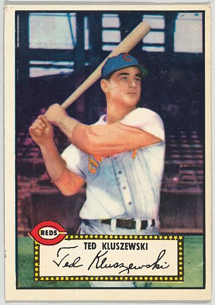Issued by Topps Chewing Gum Company, Card Number 29, Ted Kluszewski, Cincinnati  Reds, from the Topps Baseball series (R414-6) issued by Topps Chewing Gum  Company