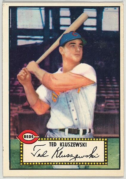 Card Number 29, Ted Kluszewski, Cincinnati Reds, from the Topps Baseball series (R414-6) issued by Topps Chewing Gum Company, Issued by Topps Chewing Gum Company (American, Brooklyn), Commercial color lithograph 