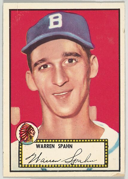 Card Number 33, Warren Spahn, Boston Braves, from the Topps Baseball series (R414-6) issued by Topps Chewing Gum Company, Issued by Topps Chewing Gum Company (American, Brooklyn), Commercial color lithograph 