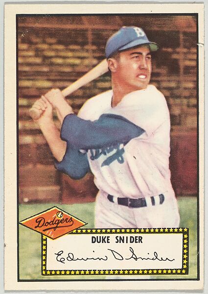 Card Number 37, Duke Snider, Brooklyn Dodgers, from the Topps Baseball series (R414-6) issued by Topps Chewing Gum Company, Issued by Topps Chewing Gum Company (American, Brooklyn), Commercial color lithograph 