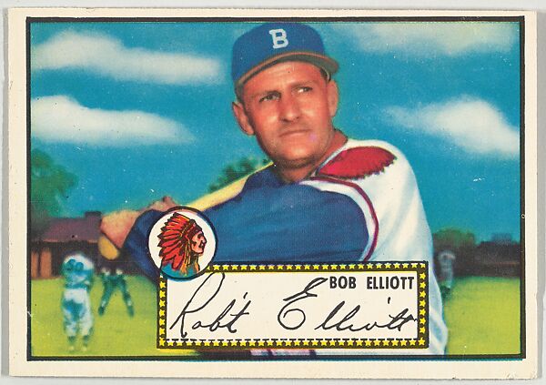 Card Number 14, Bob Elliott, Boston Braves, from the Topps Baseball series (R414-6) issued by Topps Chewing Gum Company, Issued by Topps Chewing Gum Company (American, Brooklyn), Commercial color lithograph 