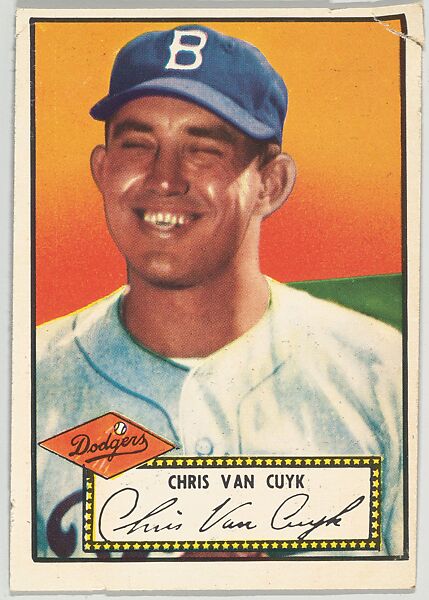 Issued by Topps Chewing Gum Company, Card Number 53, Chris Van Cuyk,  Brooklyn Dodgers, from the Topps Baseball series (R414-6) issued by Topps  Chewing Gum Company