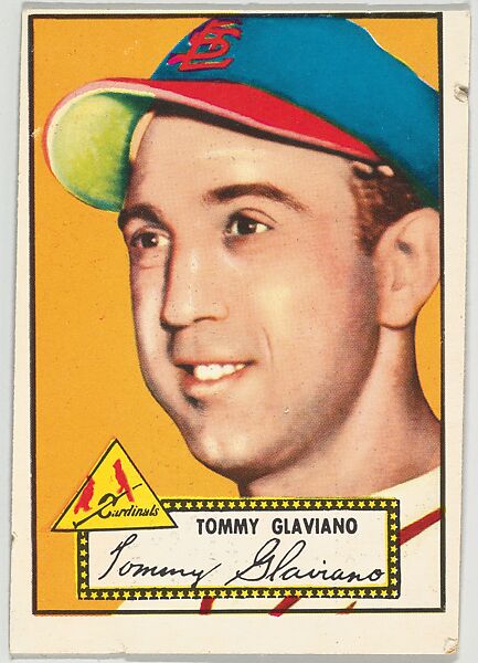 Card Number 56, Tommy Glaviano, St. Louis Cardinals, from the Topps Baseball series (R414-6) issued by Topps Chewing Gum Company, Issued by Topps Chewing Gum Company (American, Brooklyn), Commercial color lithograph 