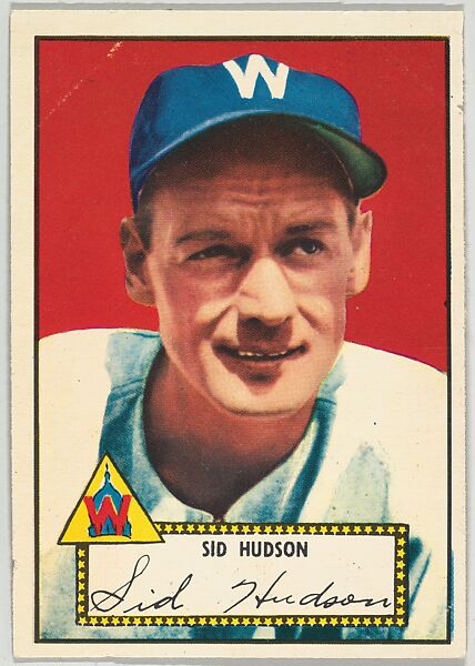 Card Number 60, Sid Hudson, Washington Senators, from the Topps Baseball series (R414-6) issued by Topps Chewing Gum Company, Issued by Topps Chewing Gum Company (American, Brooklyn), Commercial color lithograph 