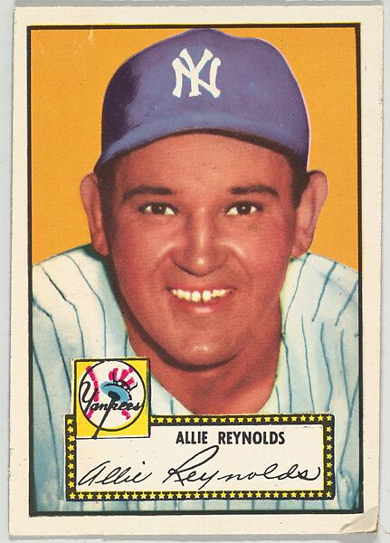 Card Number 67, Allie Reynolds, New York Yankees, from the Topps Baseball series (R414-6) issued by Topps Chewing Gum Company, Issued by Topps Chewing Gum Company (American, Brooklyn), Commercial color lithograph 