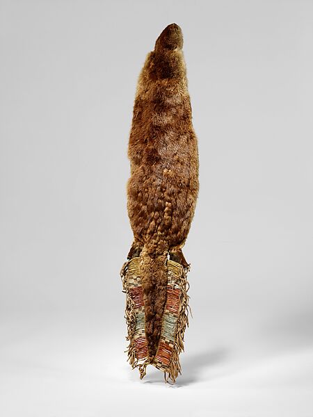 Otter Skin Bag, Otter skin, native-tanned leather, porcupine quills, Kansa 