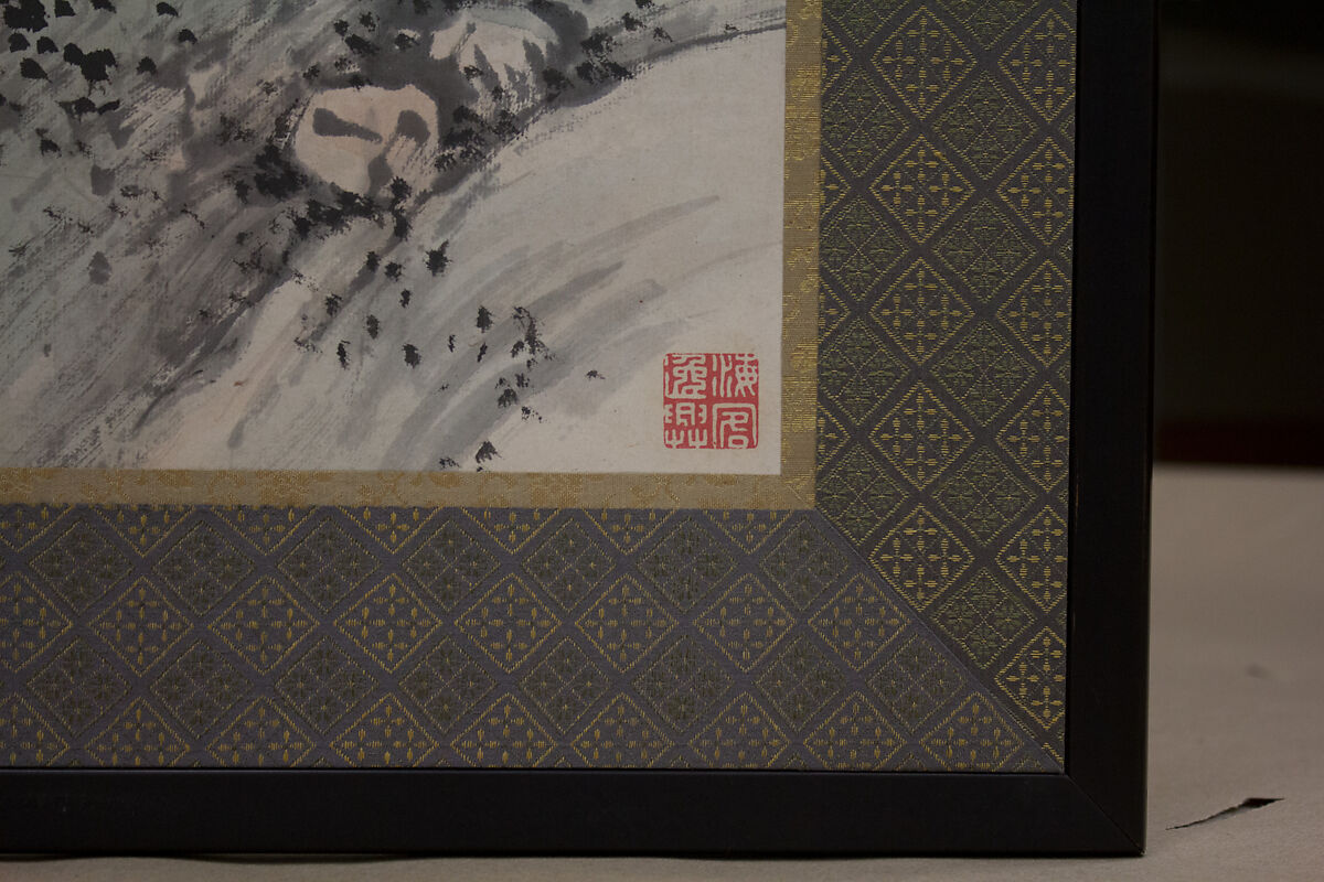 Lake Biwa in Four Seasons, Nukina Kaioku (Japanese, 1778–1863), Pair of six-panel folding screens; ink and color on paper, Japan