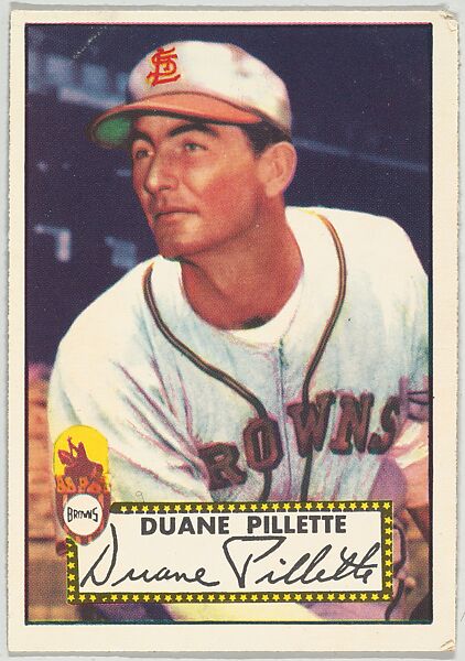 Card Number 82, Duane Pillette, St. Louis Browns, from the Topps Baseball series (R414-6) issued by Topps Chewing Gum Company, Issued by Topps Chewing Gum Company (American, Brooklyn), Commercial color lithograph 