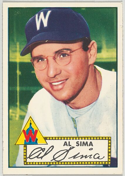 Card Number 93, Al Sima, Washington Senators, from the Topps Baseball series (R414-6) issued by Topps Chewing Gum Company, Issued by Topps Chewing Gum Company (American, Brooklyn), Commercial color lithograph 