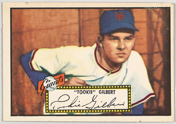 Card Number 61, "Tookie" Gilbert, New York Giants, from the Topps Baseball series (R414-6) issued by Topps Chewing Gum Company, Issued by Topps Chewing Gum Company (American, Brooklyn), Commercial color lithograph 