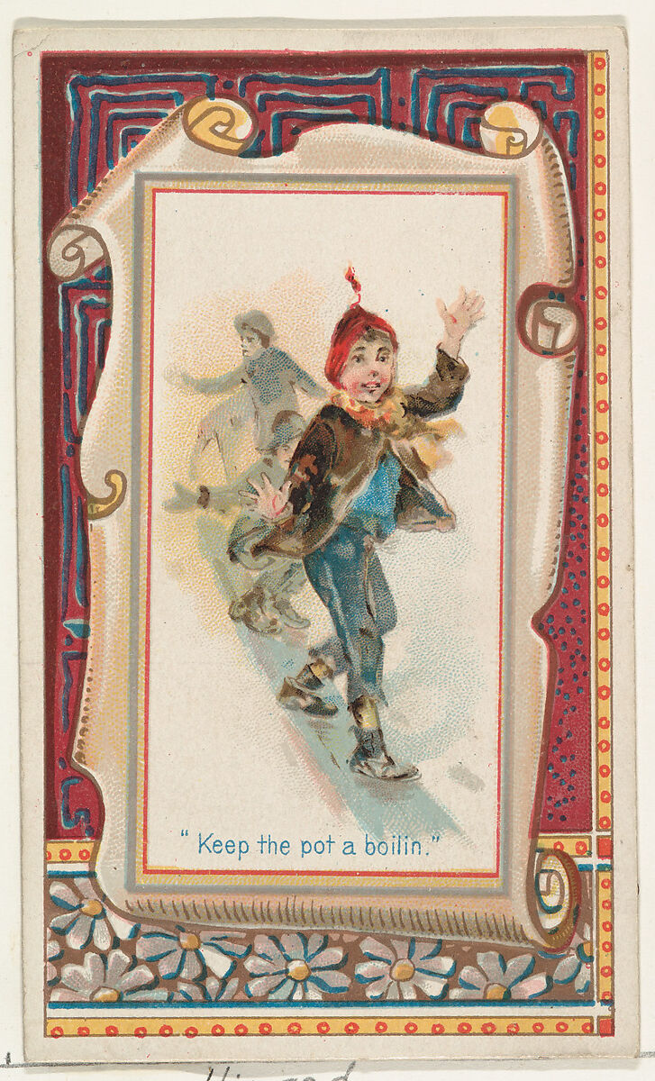 "Keep the pot a boilin" from the Terrors of America set (N136) issued by Duke Sons & Co. to promote Honest Long Cut Tobacco, Issued by W. Duke, Sons &amp; Co. (New York and Durham, N.C.), Commercial color lithograph 