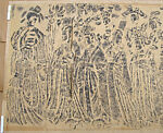 Queen Wenzhao with her entourage worshipping the Buddha, Ink on paper, China