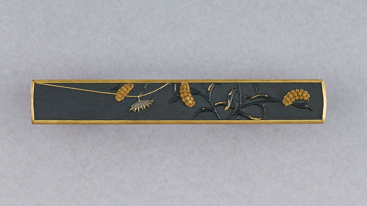 Set of Sword Fittings (Mitokoromono), Inscribed by Ginshōtei Tōmei (Japanese, 1817–1870), Iron, gold, copper-silver alloy (shibuichi), Japanese