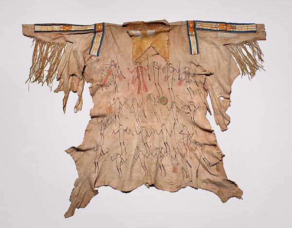 Man's Shirt, Native-tanned leather, pigment, porcupine quills, glass beads, maidenhair fern, Upper Missouri River region 