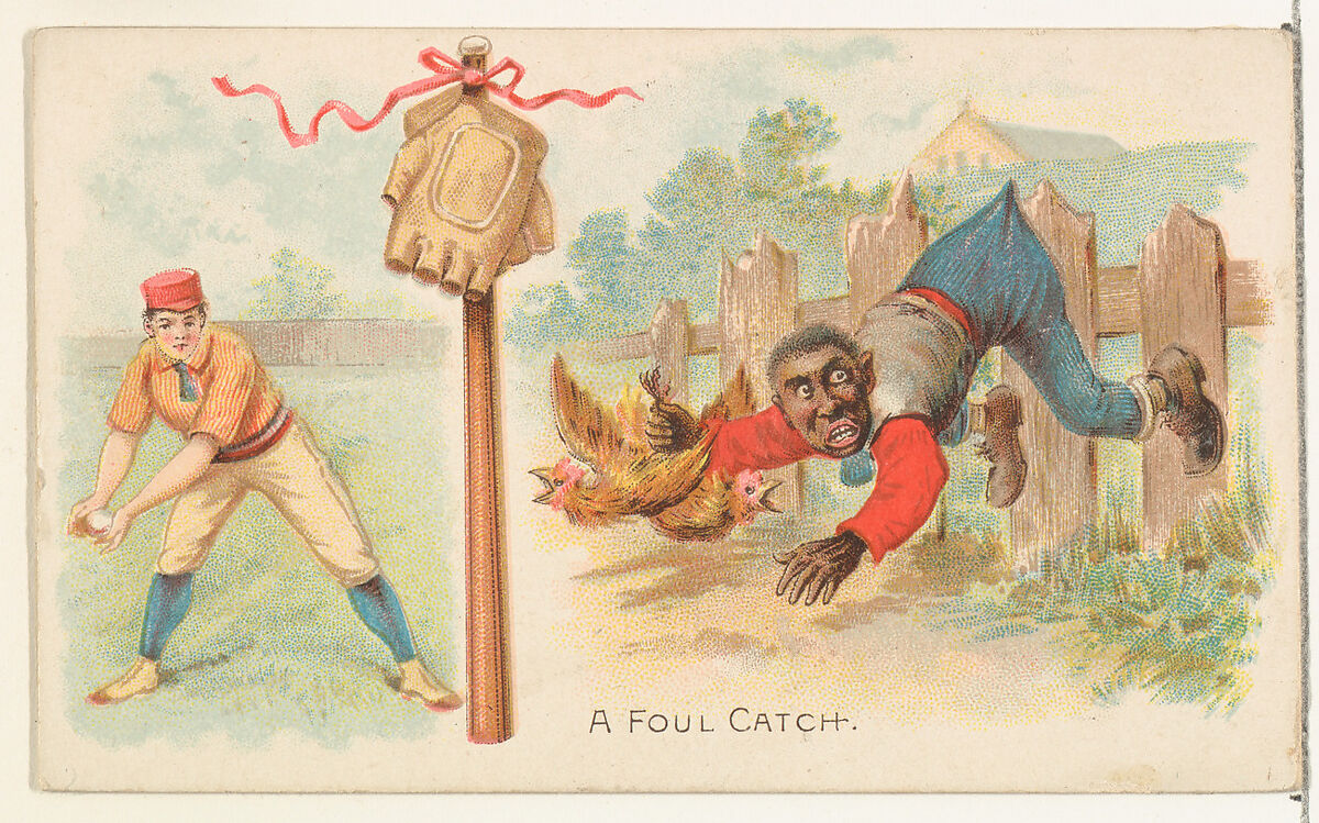 A Foul Catch, from the Talk of the Diamond set (N135) issued by Duke Sons & Co., a branch of the American Tobacco Company, Issued by W. Duke, Sons &amp; Co. (New York and Durham, N.C.)  ,, Commercial color lithograph 