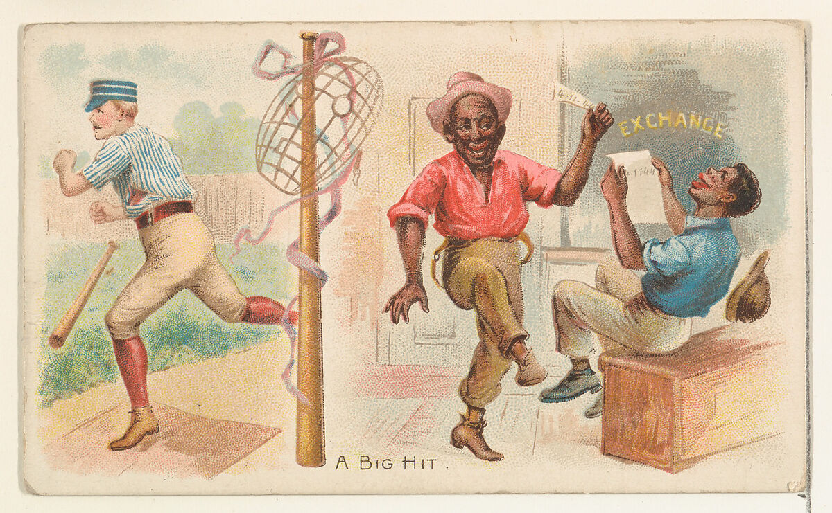 A Big Hit, from the Talk of the Diamond set (N135) issued by Duke Sons & Co., a branch of the American Tobacco Company, Issued by W. Duke, Sons &amp; Co. (New York and Durham, N.C.)  ,, Commercial color lithograph 