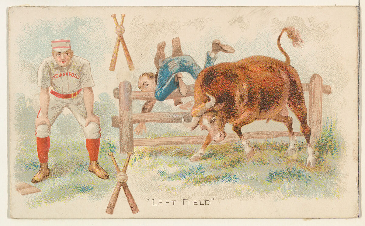 Left Field, from the Talk of the Diamond set (N135) issued by Duke Sons & Co., a branch of the American Tobacco Company, Issued by W. Duke, Sons &amp; Co. (New York and Durham, N.C.)  ,, Commercial color lithograph 